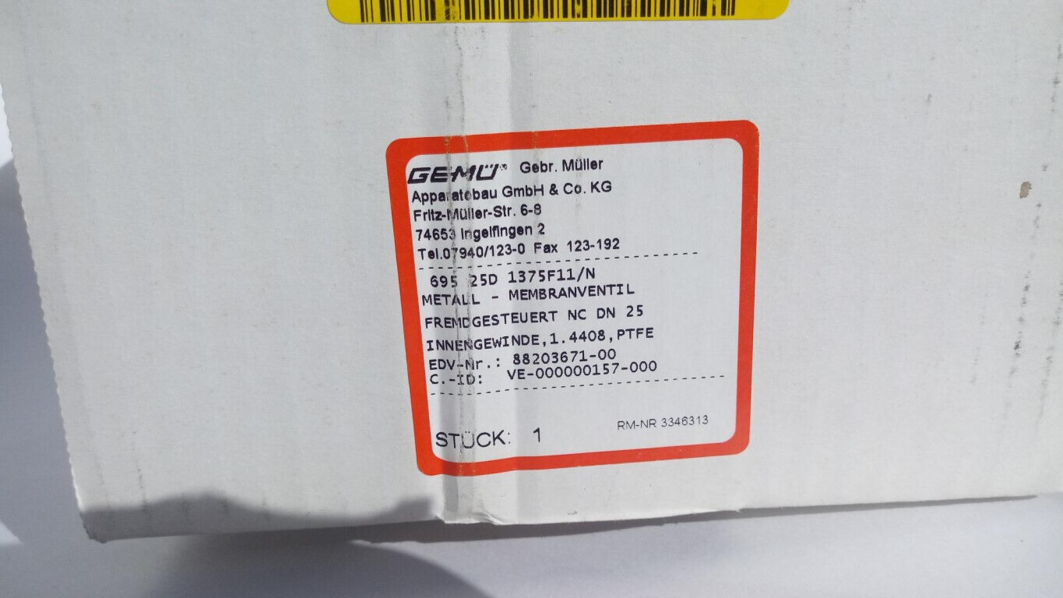 Gemü Membranventil 695 25D1375F11/N diaphragm valve, € 49,- (8130 Frohnleiten)