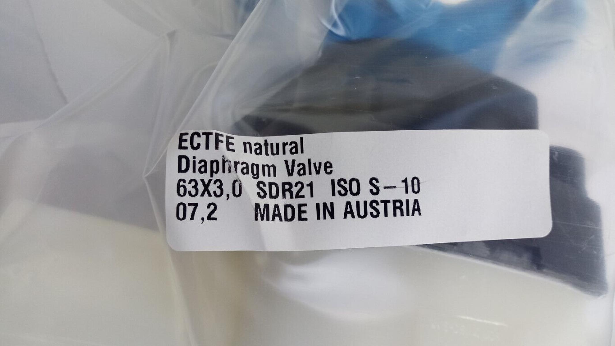 Membranventil Halar ECTFE 63x3.0 SDR21 diaphragm valve PTFE 40.342.1063.21 Agru, € 49,- (8130 Frohnleiten)