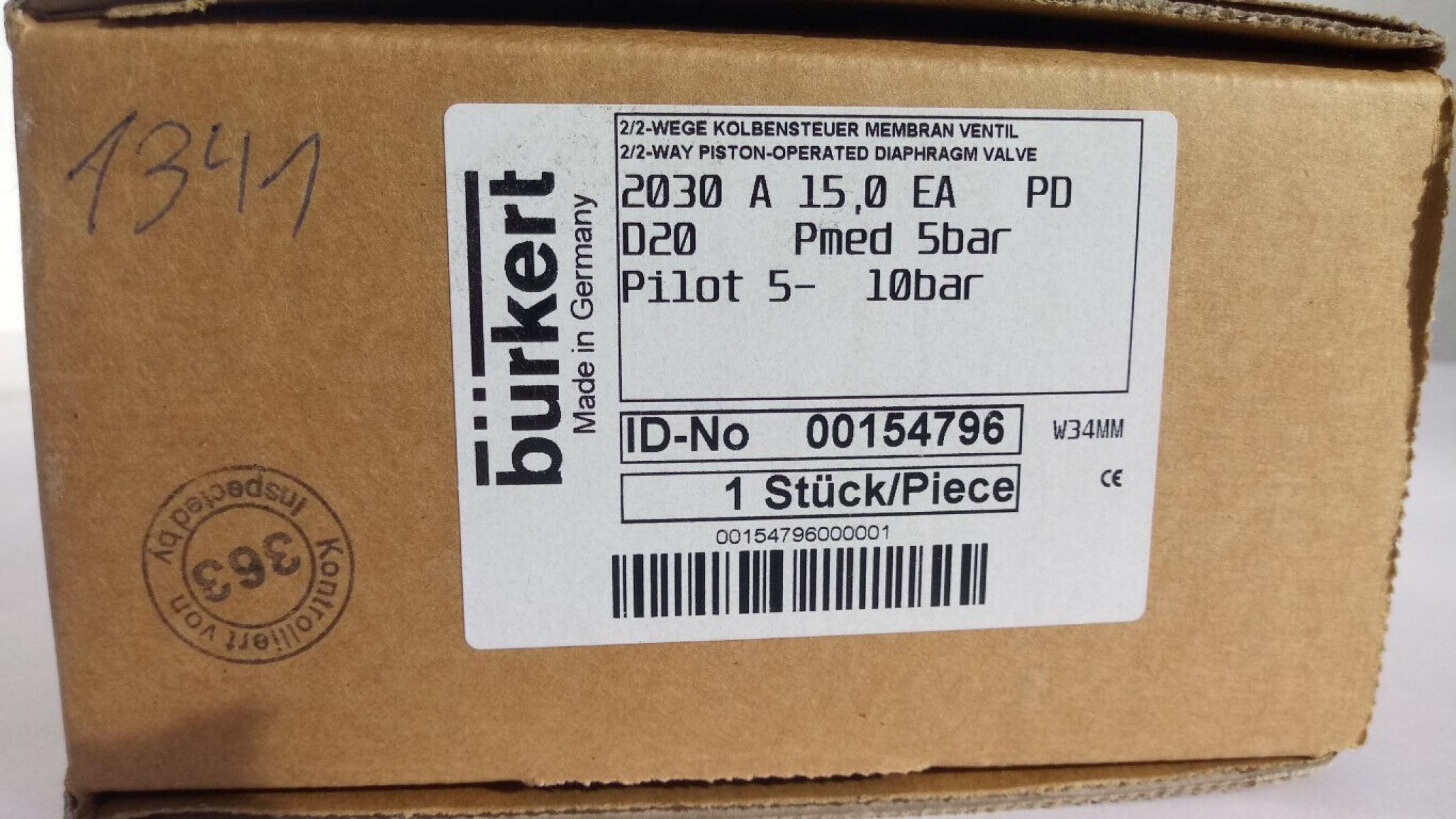 Bürkert Membranventil 2030 Pmed 5 bar diaphragm valve, € 49,- (8130 Frohnleiten)