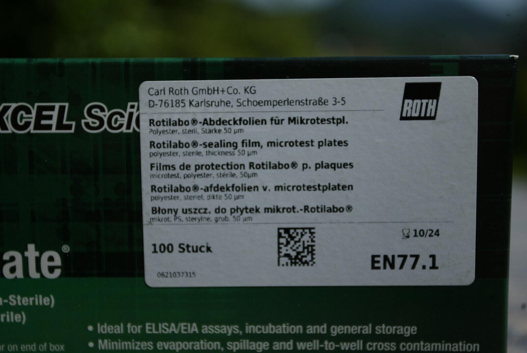 Excel Scientific SealPlate Dichtfolie, € 19,- (8130 Frohnleiten)