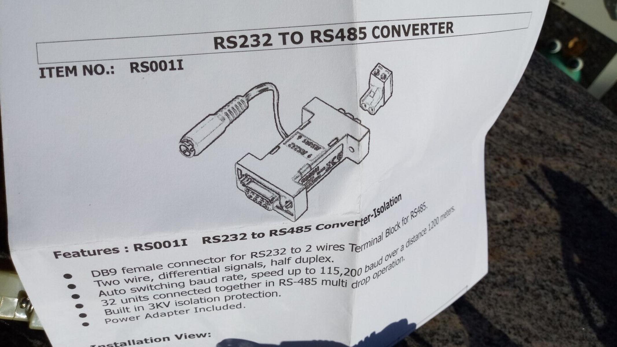 RS232 zu to RS485 Adapter Converter RS001I, € 19,- (8130 Frohnleiten)