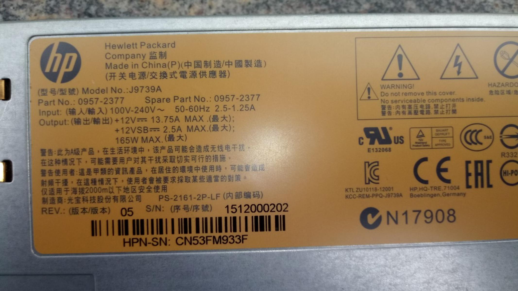Netzteil Power Supply HP PSU J9739A, € 39,- (8130 Frohnleiten)