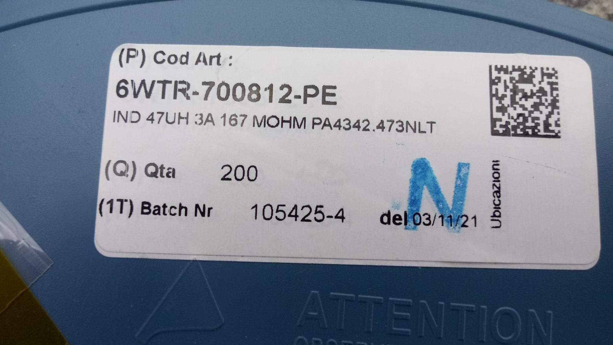 500 x Pulse Inductor, PA4342.473NLT, SMD, 47uH, 3A, 167mOhm, € 69,- (8130 Frohnleiten)