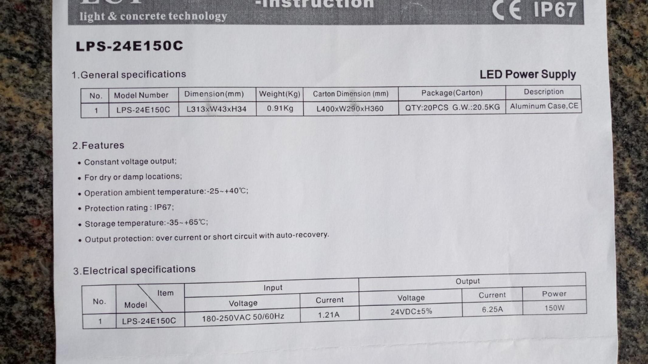 LCT LED Trafo 24V LPS-24E150C 6,25A, € 9,- (8130 Frohnleiten)